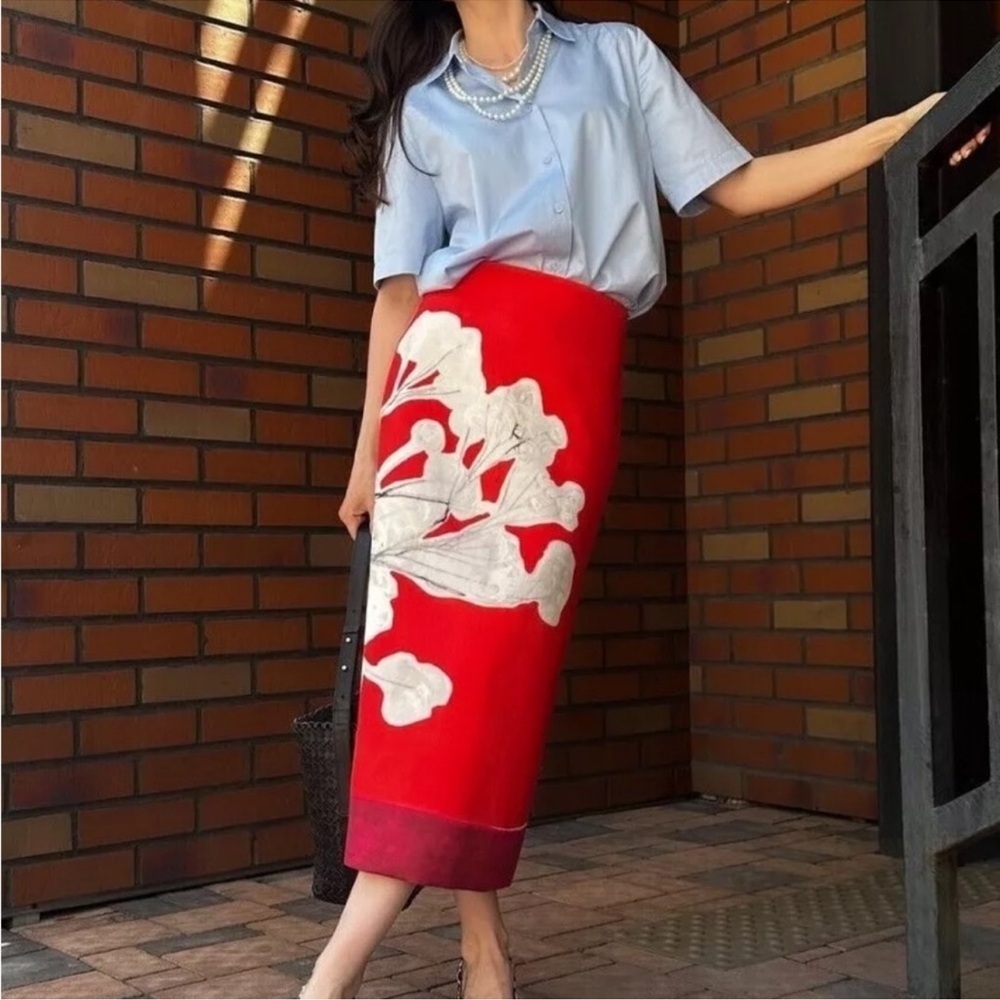 Zara ZW collection linen blend pencil skirt - Picture 6 of 11